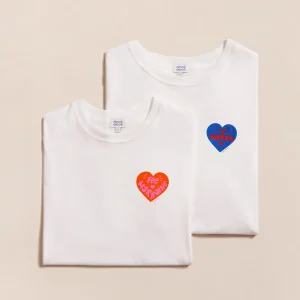 Le duo de t-shirts Marraine et Parrain cœur en coton bio - blanc