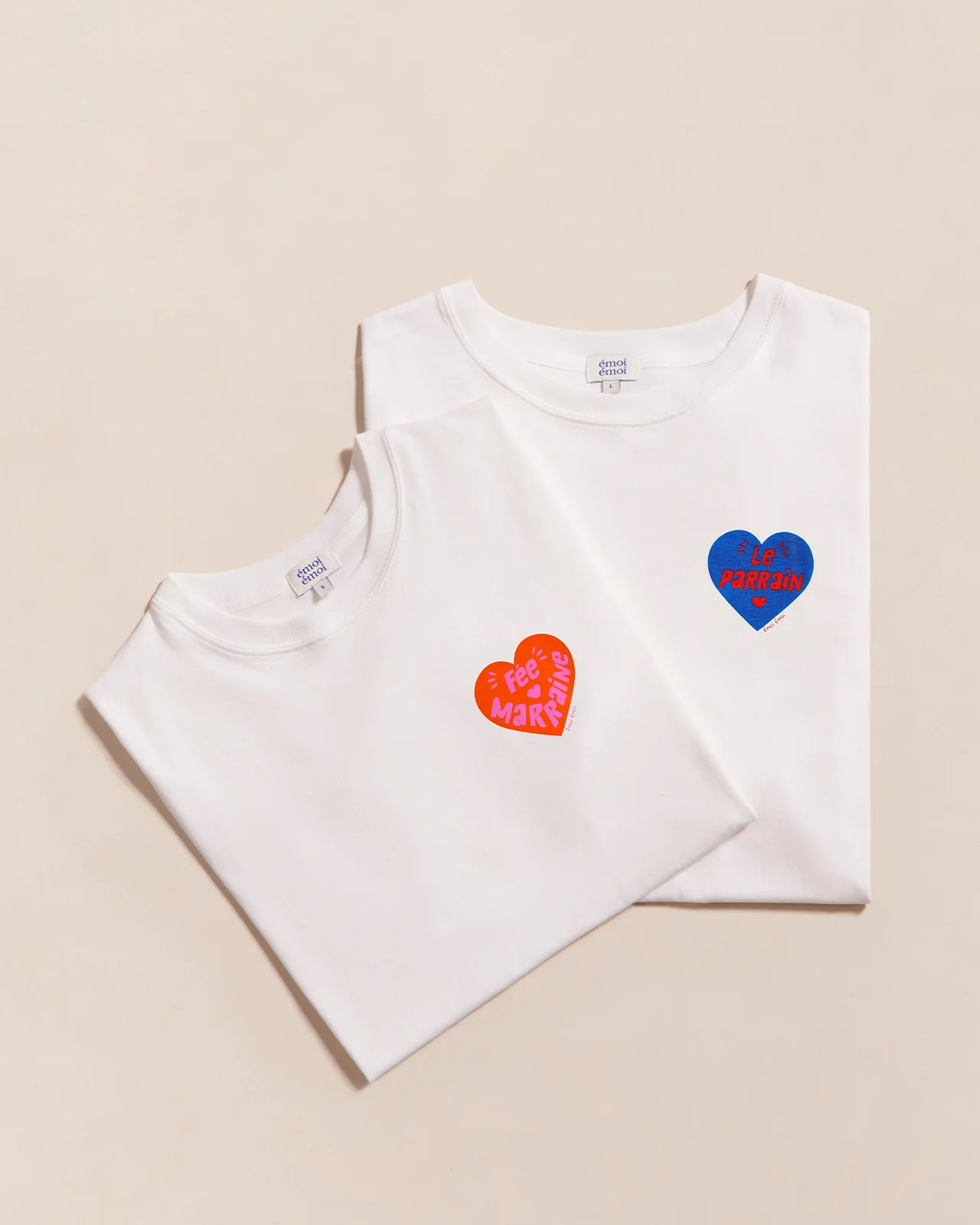 Le duo de t-shirts Marraine et Parrain cœur en coton bio - blanc – Image 6