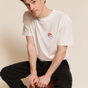 Le t-shirt Papa cool 2 cœurs en coton bio - blanc