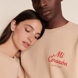 Le sweat Mi corazón adulte en coton bio - sable