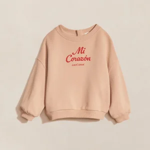 Le sweat Mi corazón enfant en coton bio - sable