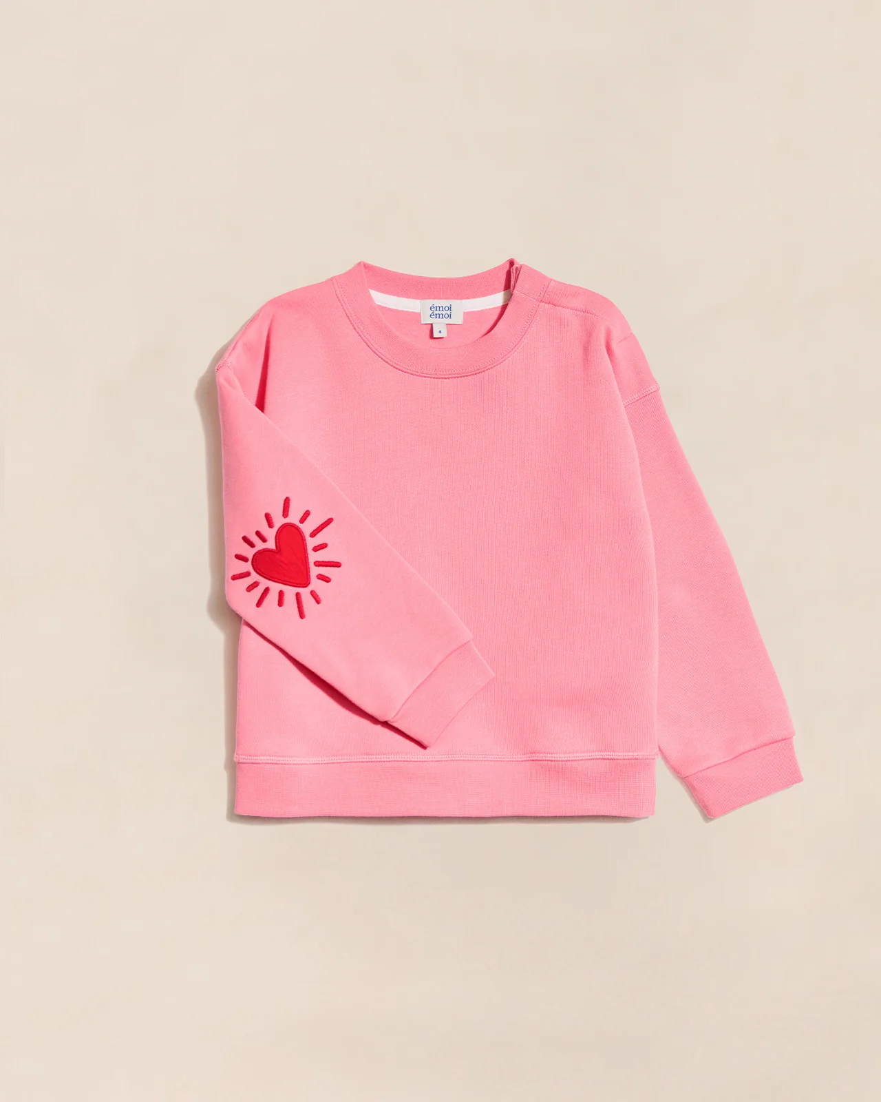 Le sweat Coeur solaire enfant avec coudières en coton bio - rose – Image 5