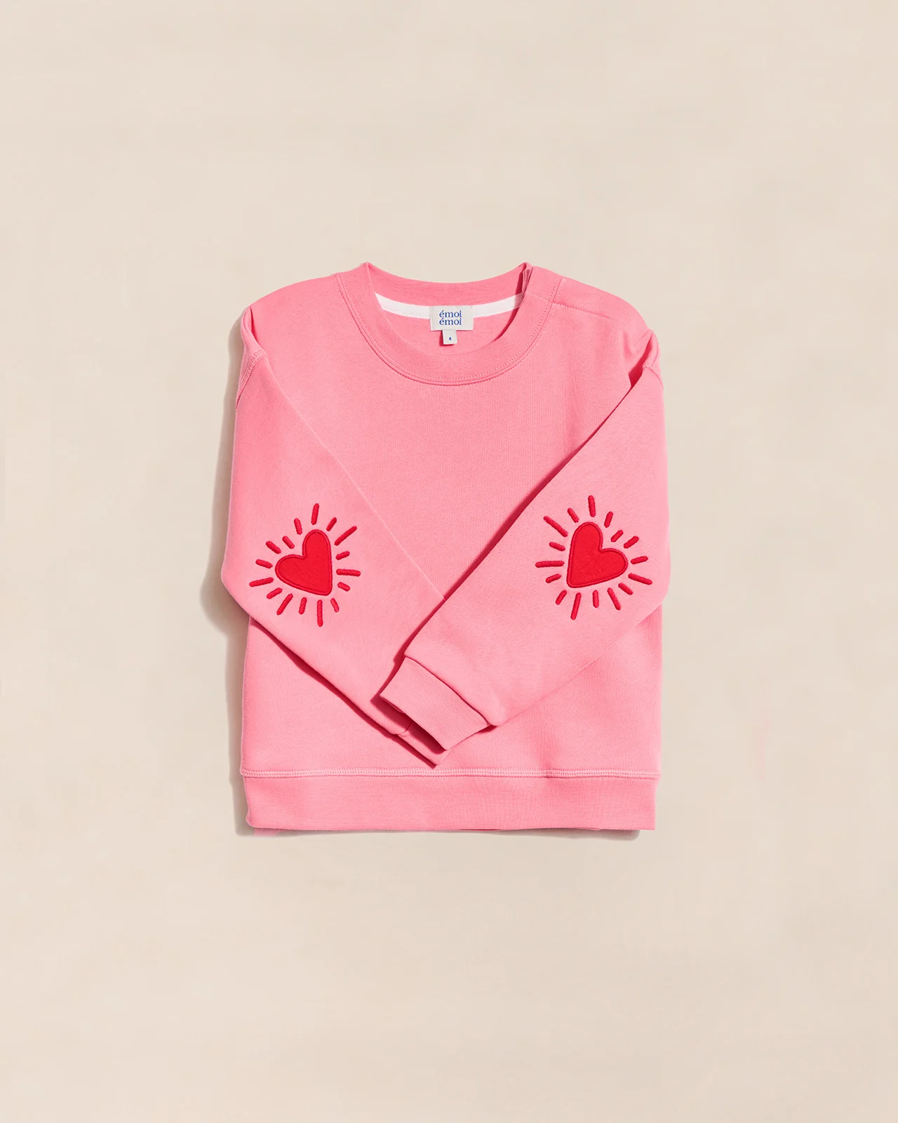Le sweat Coeur solaire enfant avec coudières en coton bio - rose – Image 7