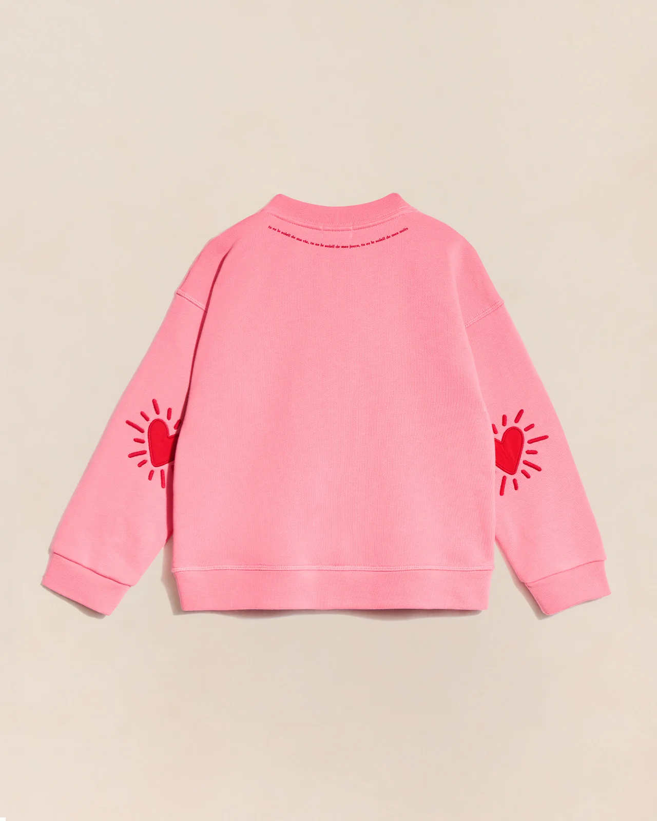 Le sweat Coeur solaire enfant avec coudières en coton bio - rose