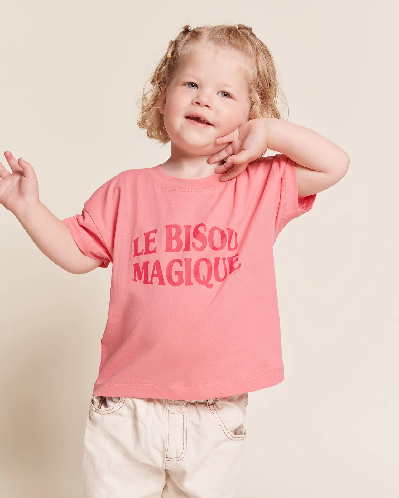 Le duo de t-shirts Le bisou magique en coton bio - framboise – Image 3