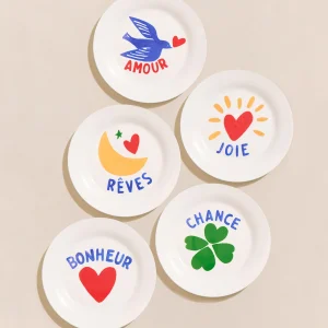 Le lot de 5 assiettes Meilleurs Voeux en porcelaine - 19 cm