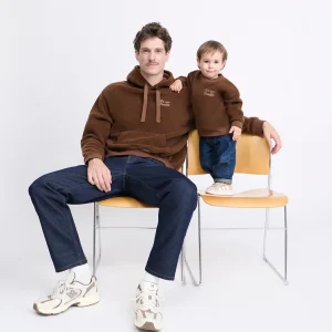 Le duo de sweats We are family en polaire recyclée - chocolat