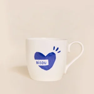 Le mug cœur Bisou - bleu
