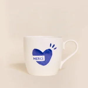 Le mug cœur Merci - bleu