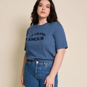 Le t-shirt Le grand amour femme en coton bio - bleu