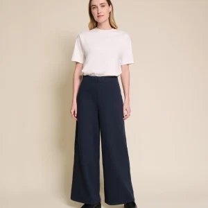 Le pantalon Pauline en coton bio côtelé - bleu nuit