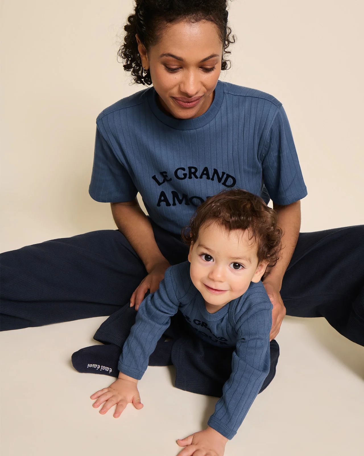 Le duo body et t-shirt femme Le grand amour en coton bio - bleu