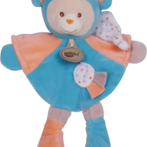Doudou ours Capucin plat bleu orange - BN712 Baby'Nat