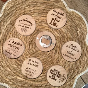 Décapsuleur aimanté personnalisé, gravé, cadeau Mamie/Papy, Parrain, Marraine, Papa, Maman, EVJF, EVJG, mariage