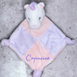 Doudou mouchoir licorne personnalisé