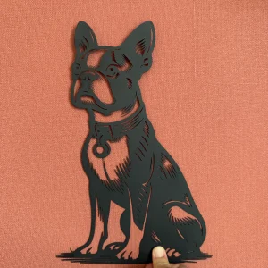 Décoration mural en métal chien bouledog