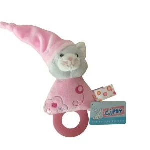 Doudou anneau de dentition Pomme chat rose - Gipsy