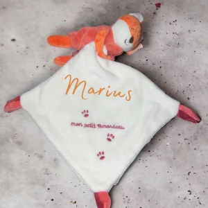 Doudou mouchoir renard personnalisé