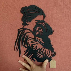 Décoration mural en métal chien bichon