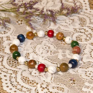 Bracelet perles de pierres et bois