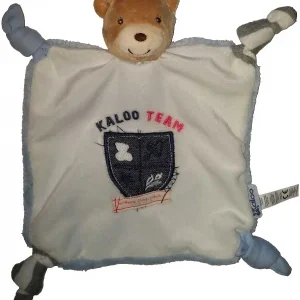 Doudou ours plat blanc bleu - Team même pas peur - Kaloo