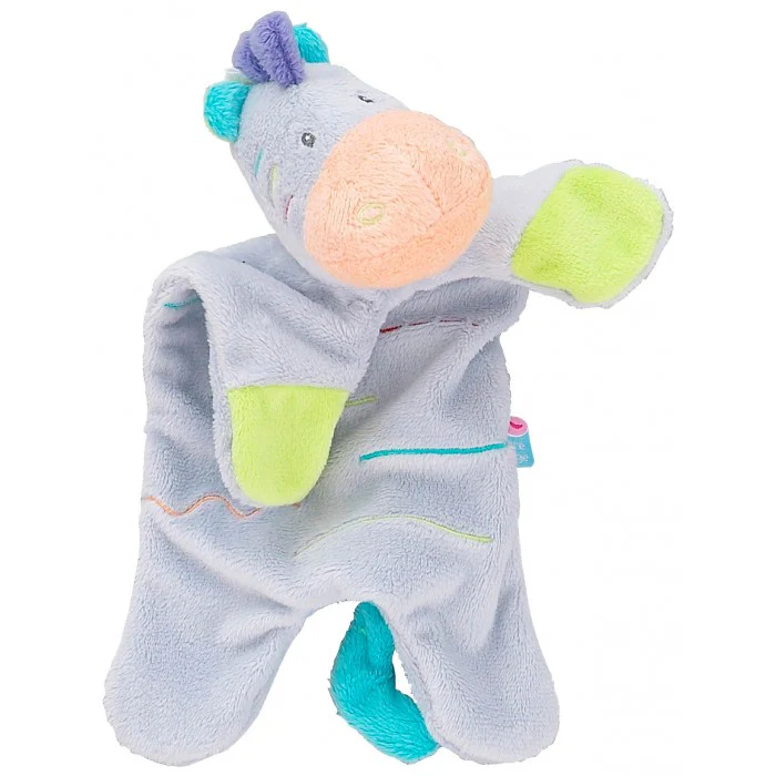 Doudou zèbre plat bleu - Sucre d'Orge