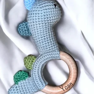 Hochet dinosaure avec prénom gravé