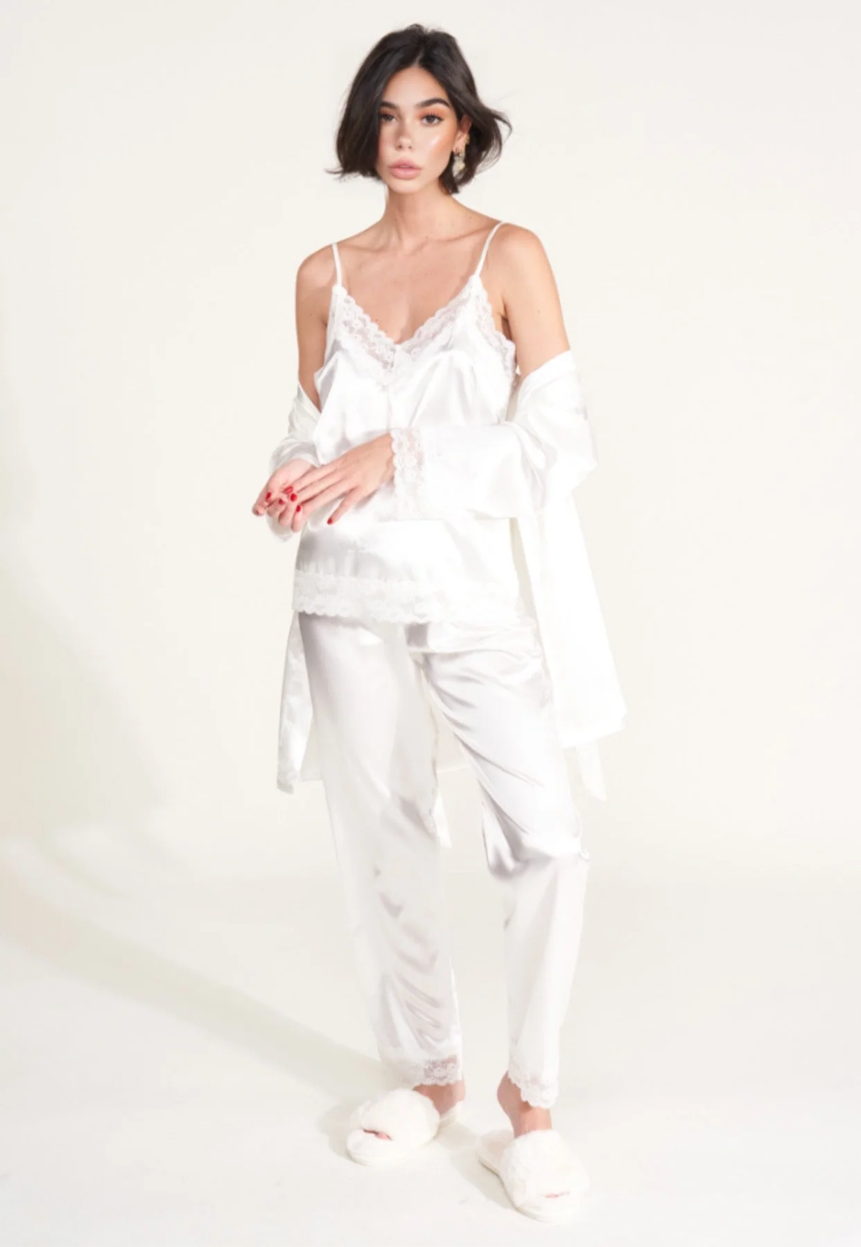 ENSEMBLE 3 PIÈCES DENTELLE PERSONNALISÉ BLANC