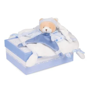 Doudou ours plat bleu - Cerise et Petit Chou - DC2716 Doudou et Compagnie