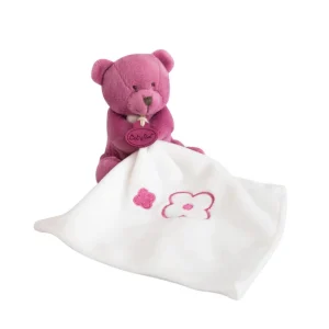 Peluche ours rose fuchsia avec mouchoir - BN0388 Baby'Nat
