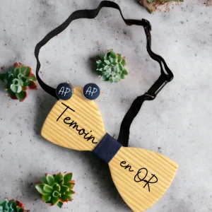 Noeud papillon en bois gravé, nœud papillon pour le jour de mariage