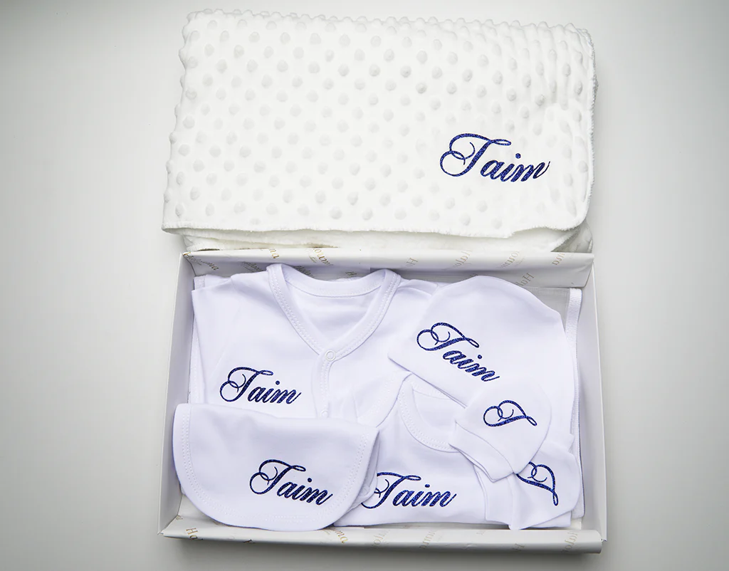 BABY BOX COTON & COUVERTURE PERSONNALISÉ BLANC