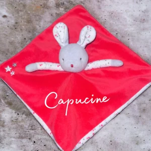 Doudou mouchoir lapin personnalisé