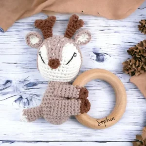 Hochet biche /cerf  avec prénom gravé