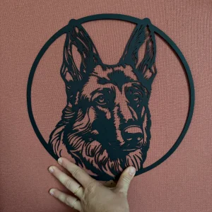 Décoration mural en métal chien berger allemand