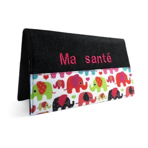 Protège carnet de santé personnalisé Lolikö Éléphant rose