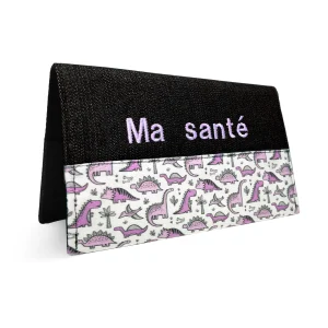 Protège carnet de santé personnalisé Lolikö Dino lilas (motif : Caja_design)