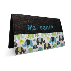 Protège carnet de santé personnalisé Lolikö Éléphant bleu