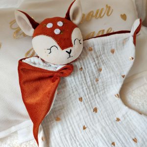 Doudou Biche Rosie personnalisé - fait main