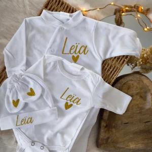 Ensemble 4 pièces - Pyjama,Body,Bonnet et Moufles