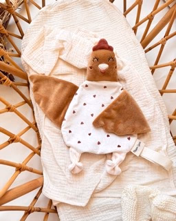 Colette la Poulette  - Doudou Poule personnalisable -  Minky Camel