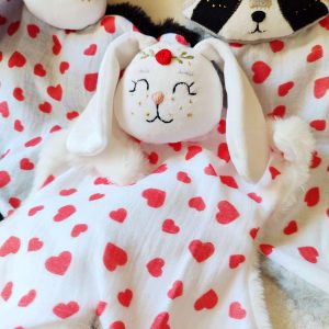 Doudou lapin cœur -  petit modèle disponible