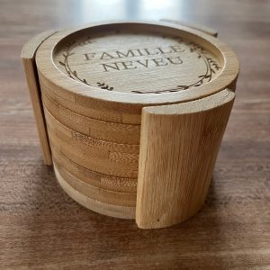 Lot de 6 dessous de verre personnalisé en bambou avec support