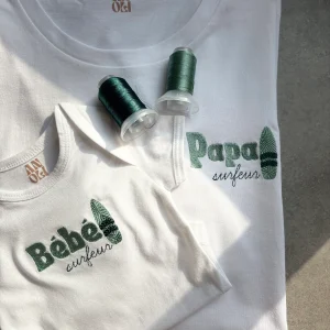 Duo broderies papa & bébé surfeur