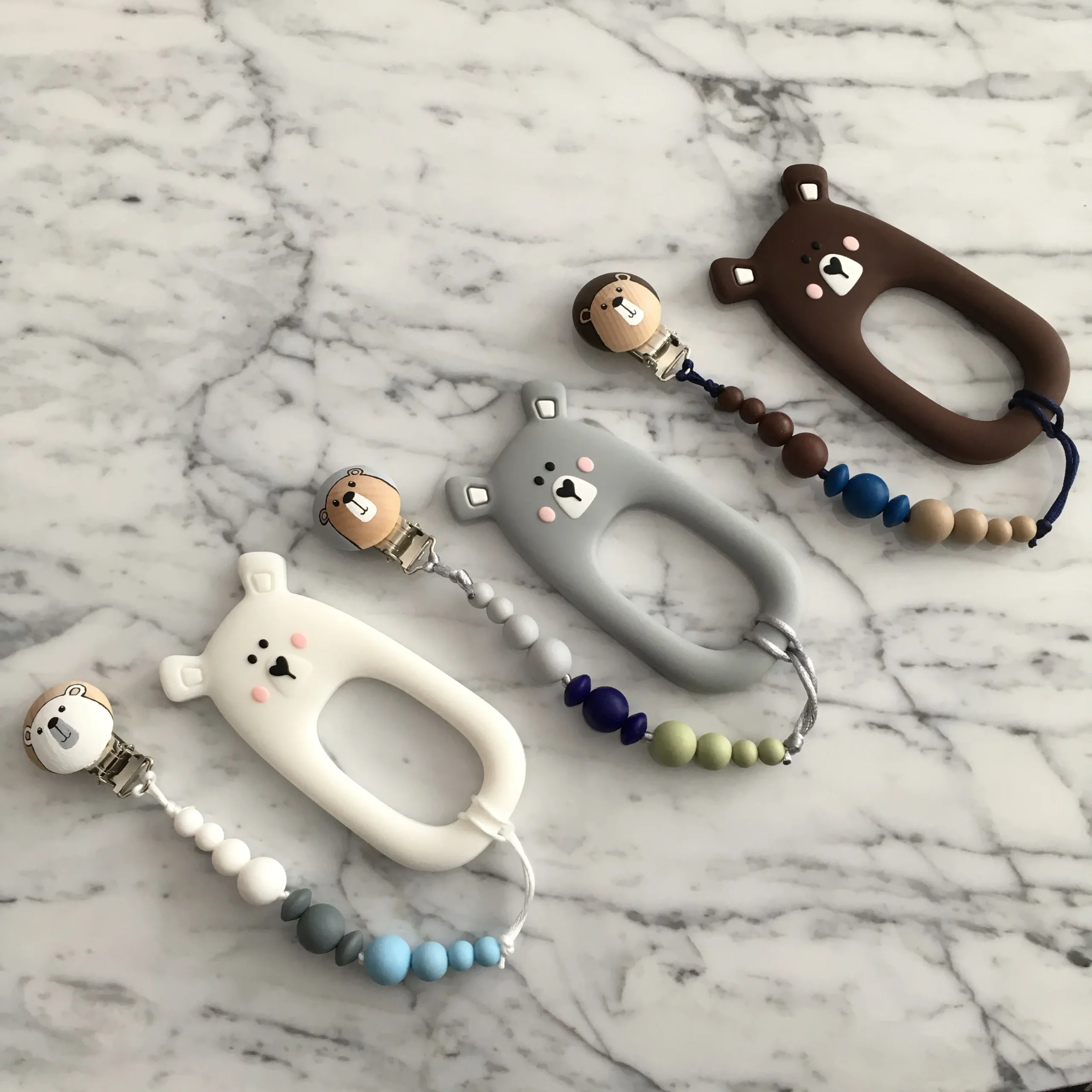 Jouet de dentition OURS, jouet à mâchouiller, silicone alimentaire, poussée dentaire – Image 3