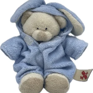 Peluche ours déguisé en lapin bleu écru - Nicotoy - 20 cm