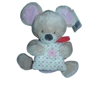 Peluche musicale souris rose marron - Mots d'Enfants - 27 cm