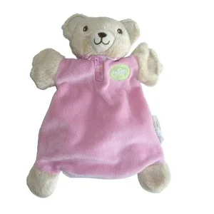 Doudou ours marionnette rose - Pioupiou et Merveilles