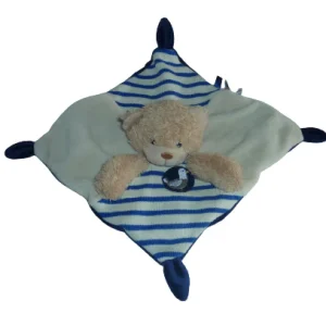 Doudou ours - bleu crème - plat - Pommette