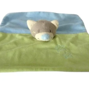 Doudou ours - bleu vert - plat - Doukidou